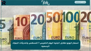 أسعار اليورو مقابل الجنيه اليوم الخميس 7 أغسطس وتحديثات البنوك الرسمية